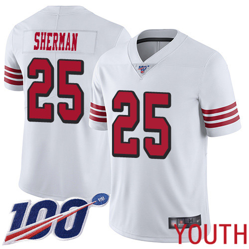 San Francisco 49ers Limited White Youth Richard Sherman NFL Jersey #25 100th Season Vapor Untouchable Rush